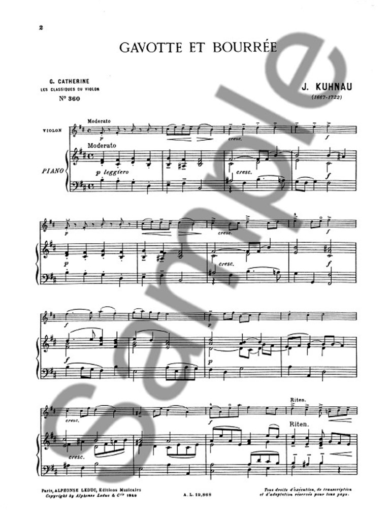 Johann Kuhnau: Gavotte et Bourree